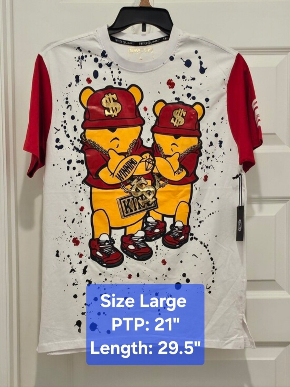 NWT Switch Remarkable Winning King Hip Hop Pooh Bear Graphic Streetwear Tee L